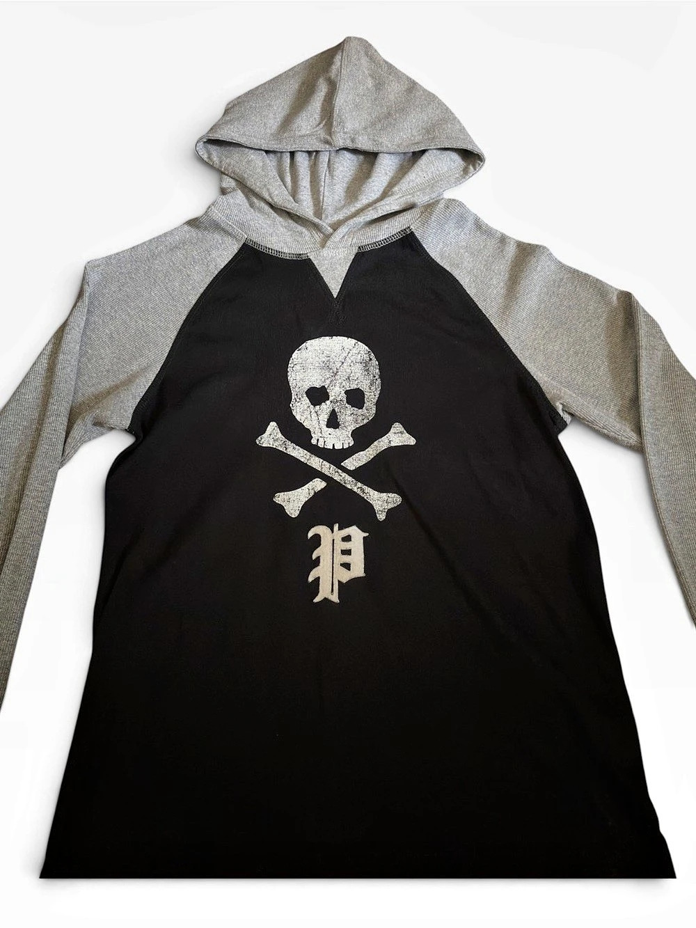 Polo Ralph Lauren Kids Skull Graphic Hooded Sweatshirt in Black & Gray